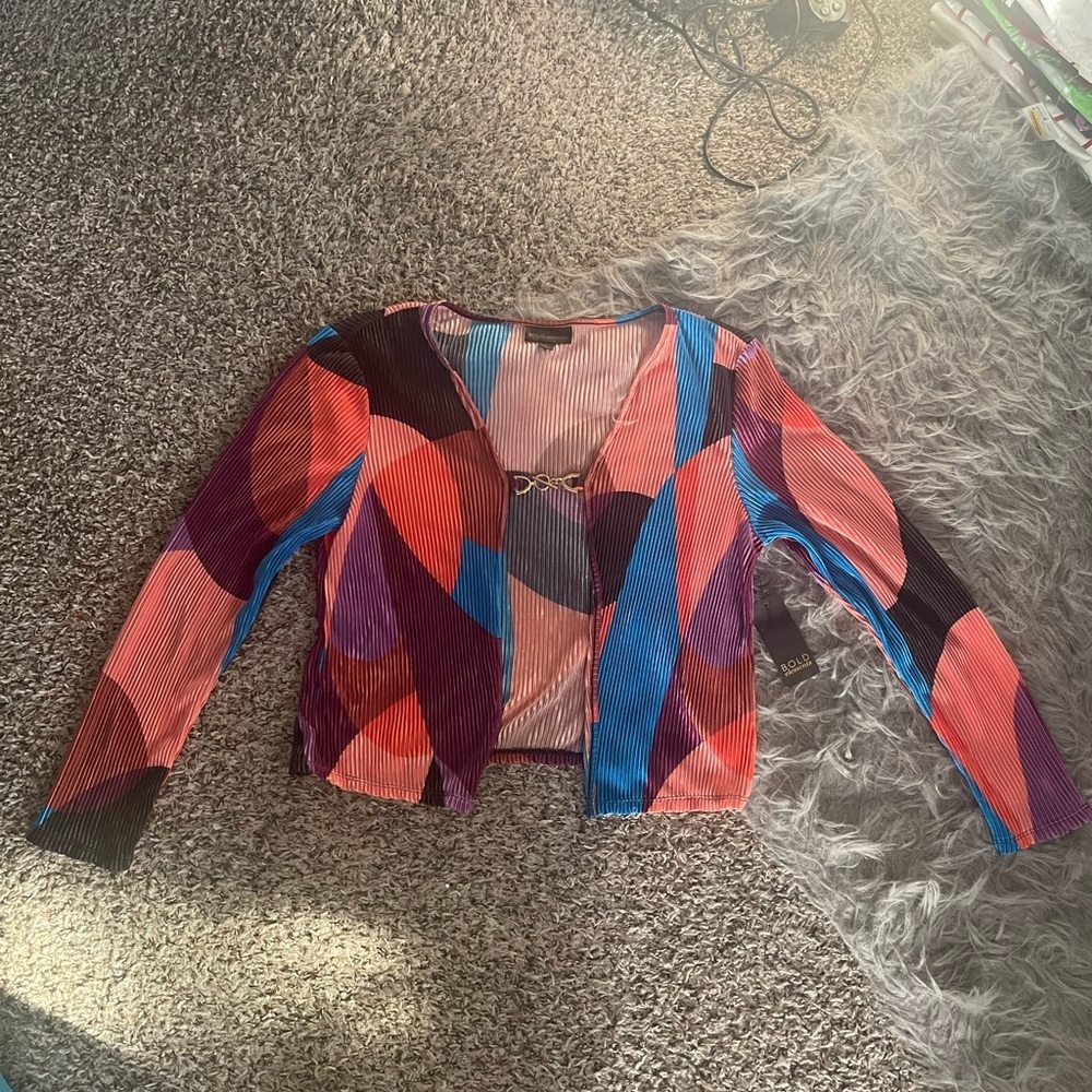 BOLD elements Multicolor Geometric Plisse Gold Clasp Top